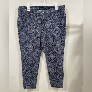 Charter Club Navy and White Paisley Print Pants